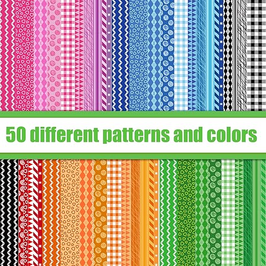 Shindel Washi Tape Set, 50 Rolls Craft Tapes Decorative Tape Adhesive Masking Tape for Scrapbooking Supplies DIY Crafts Journals 4 Different Size