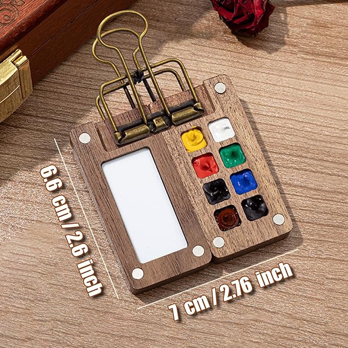 Mini Travel Watercolor Set Pocket Artist Watercolor Travel Set Grid Palette Box Sketch Book Brush Pens With Binder Clips For Painters Artists Students