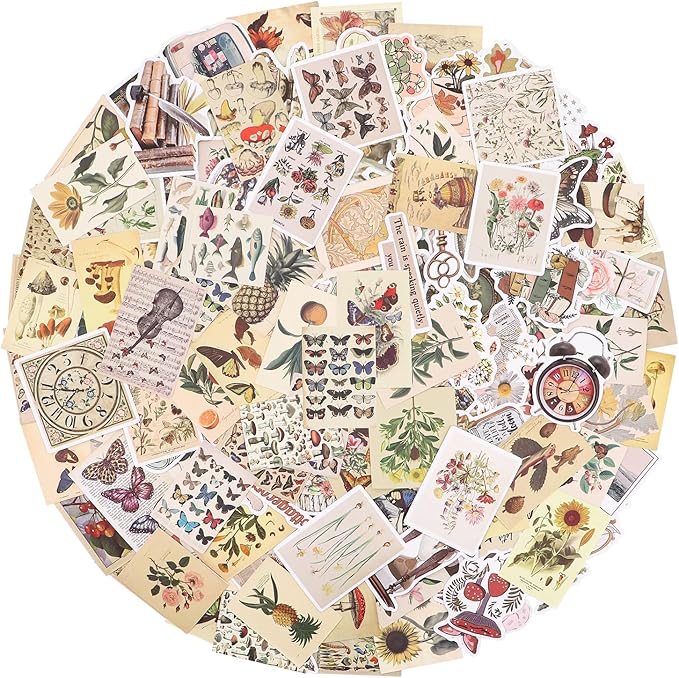 DeaGenlte 200pcs Junk Journal Supplies, Vintage Scrapbook Stickers Journal for Scrapbooking Supplies Kit Relationship Scrapbook Album Kit