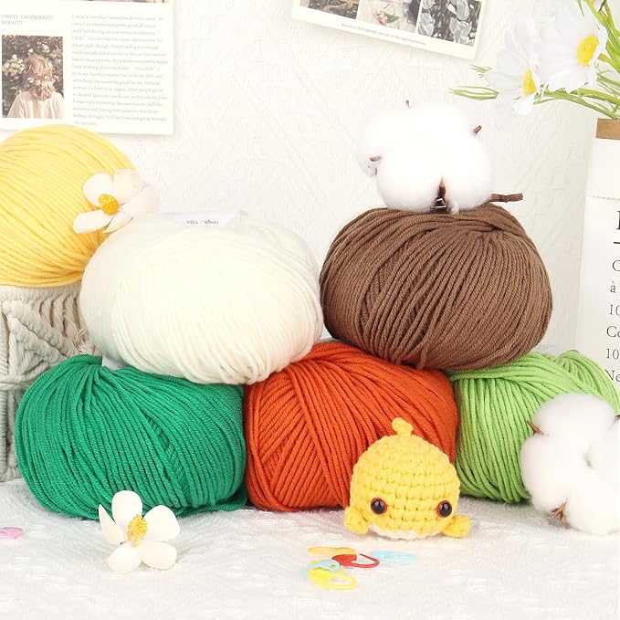 katech cotton yarn for crocheting-55% cotton 45% acrylic-4 medium (worsted)-super soft milk cotton yarn-great crochet and knitting starter kit for colorful craft（dark green）