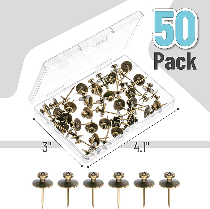 Mr. Pen- Double Headed Picture Nails, 50 Pack, Bronze, Tacks for Wall Hangings, Pins, Thumb Tacks, Picture Hangers