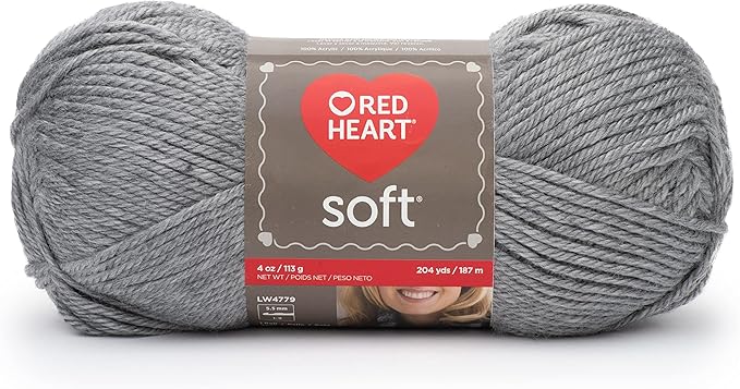 Red Heart Soft Light Gray Heather Yarn - 3 Pack of 113g/4oz - Acrylic - 4 Medium (Worsted) - 256 Yards - Knitting/Crochet