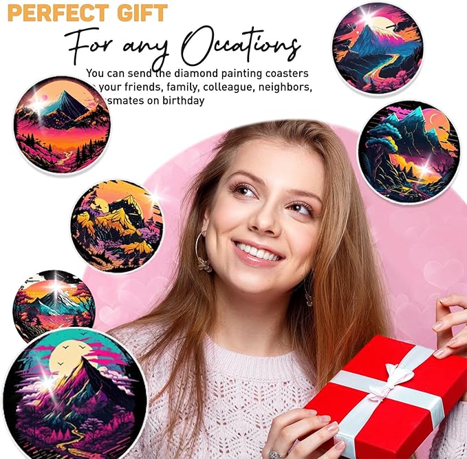 8 pcs Diamond Painting Coasters | Diamond Art Coasters | Landscape Diamond Art Painting | Perfect Art Craft Gift for Landscape Lover, Dad, Mom, Grandparents, Brother, Sister.