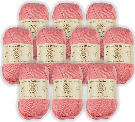 10-Pack of Yonkey Monkey 500 Grams Yarn - 70% Rayon derived from Bamboo, 30% Cotton - Imported - Peach 9008