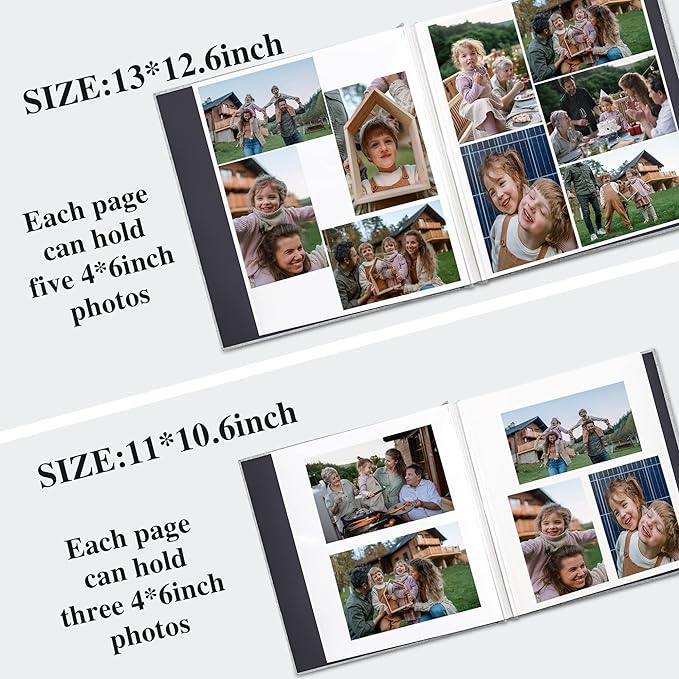 Vienrose Photo Album Self Adhesive 13x12.6 for 600 Photos Linen Scrapbook 120 Pages Grassgreen