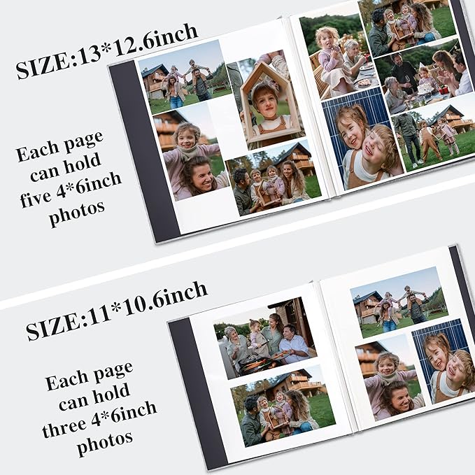 Vienrose Large Photo Album Self Adhesive for 4x6 8x10 10x12 Pictures Linen Scrapbook Album DIY 40 Blank Pages with A Metallic Pen
