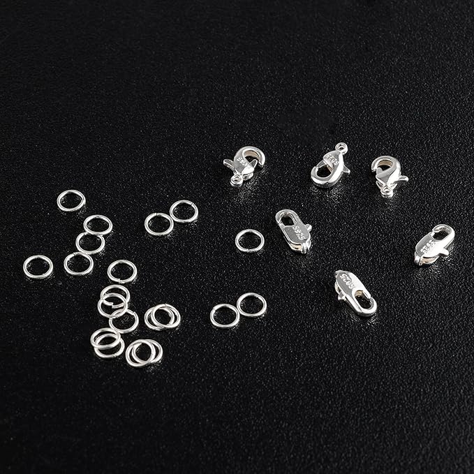 925 Sterling Silver Lobster Claw Clasps Set, Lobster Connector Clasp Closures with Open Jump Rings for Necklace Bracelet DIY Jewelry Finding Supplies (26pcs)