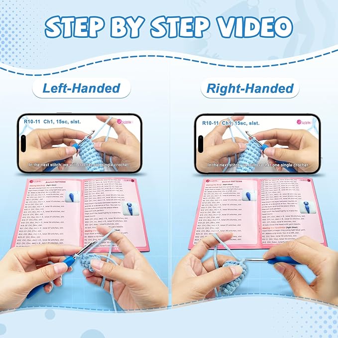 SGIBYN Crochet Kit for Beginners, 11.8 Inch Large Axolotl Amigurumi Crochet Kit with Step-by-Step Video Tutorials, Easy Animal DIY Knitting Craft Kit for Women, Teens & Adults