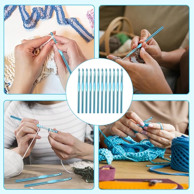 UzecPk 12Pcs 7mm Crochet Hooks, Crochet Needles Aluminum Crochet Hook, Crochet Hooks Bulk Crochet Needles for Crocheting Yarn Knitting Weave Beginners Women Adults