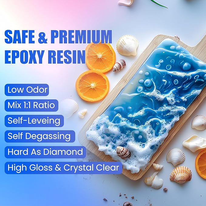 Epoxy Resin Kit, 32OZ Crystal Clear Resin Epoxy, Bubble Free, No Yellowing, UV Resistant, Food Safe, Easy Mix 1:1 for DIY Crafts Resin Jewelry Making(16OZ x 2)
