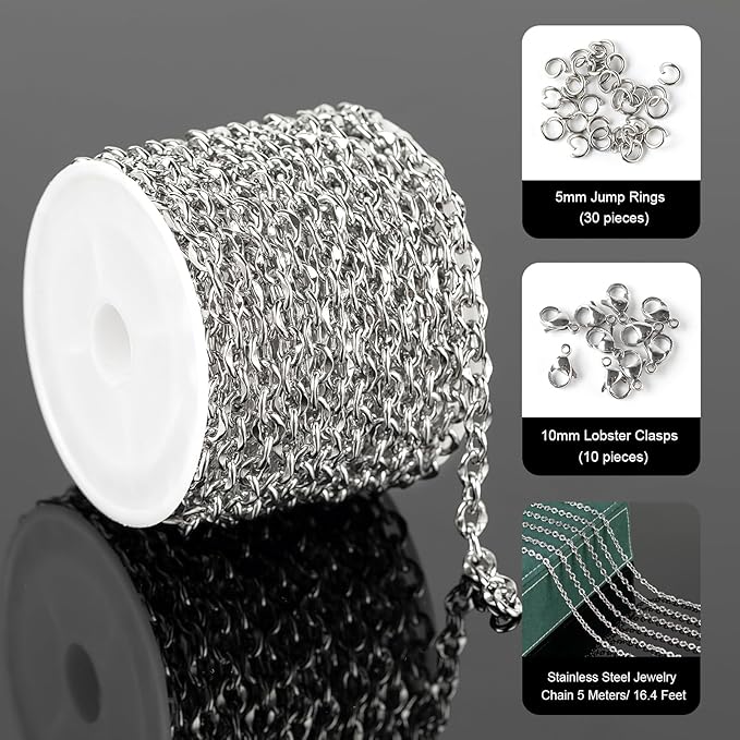 5 Meters Stainless Steel Chain for Jewelry Making Lip Chains Bulk Women Necklace Bracelet DIY Jewelry Supplies Findings