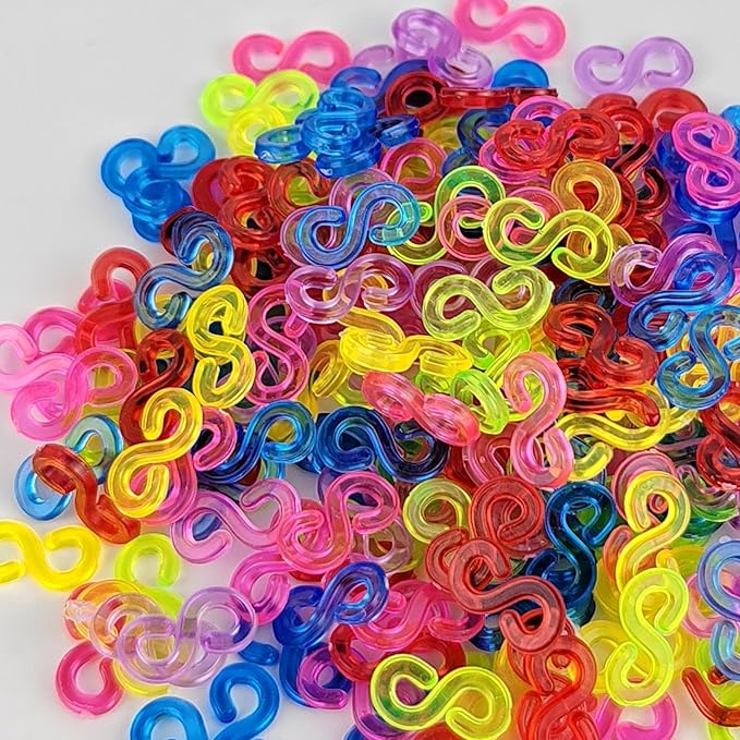 GAADSKCER 500 Pcs S Clips Rubber Band Bracelet kit Rubber Band Bracelet kit for DIY Handicraft Loom Bracelet Rubber Bracelet (Transparent)