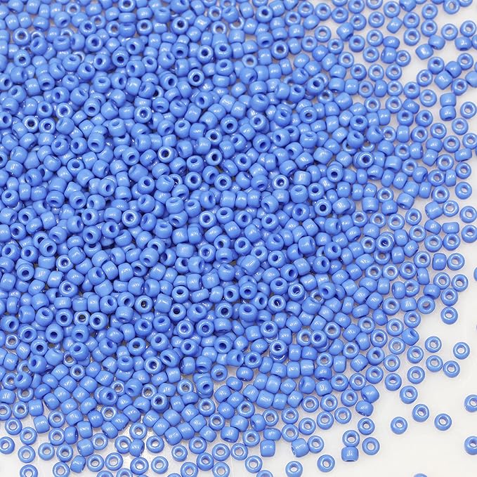 Bala&Fillic Opaque Blue 3mm Seed Beads About 3600pcs/100Grams in Bag, 8/0 Glass Craft Beads for Making Bracelet and Necklace (Blue)