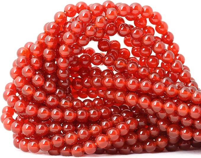60PCS 6mm Natural Red Agate Gemstone Round Loose Beads for Jewelry Making 1 Strand 15"