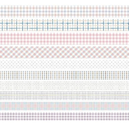 YUBBAEX 10 Rolls Vintage Washi Tape Set Basic Masking Retro Artwork Decorative Tapes for Arts, DIY Crafts, Journals, Planners, Scrapbook, Wrapping (Grid)