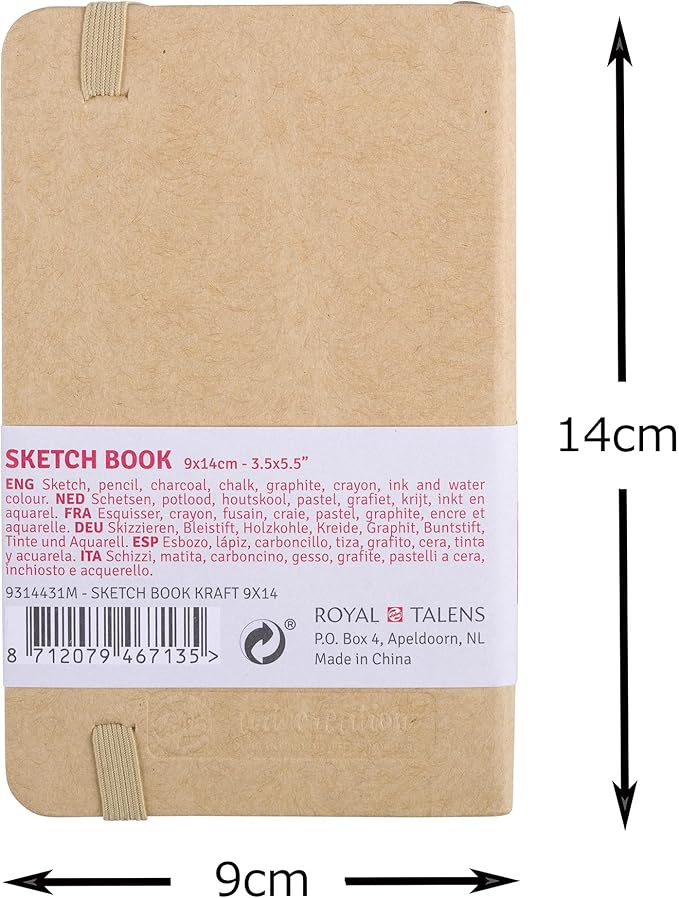 talens japan talens art creation t9314-431m 452159 art creation sketchbook, drawing notebook, 3.5 x 5.5 inches (9 x 14 cm), kraft paper