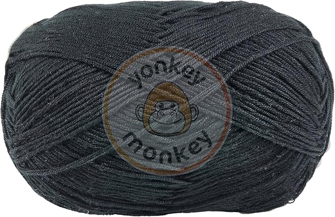 10-Pack of Yonkey Monkey 500 Grams Yarn - 70% Rayon derived from Bamboo, 30% Cotton - Imported - Black 9002