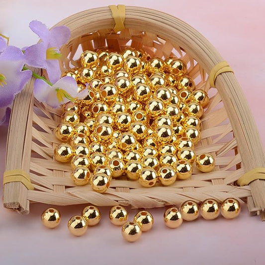 Laopottbeads 900 Pcs Gold 6MM Beads for Jewelry Making Round Beads DIY Kit for Bracelets, Earrings, Necklaces & Anklets