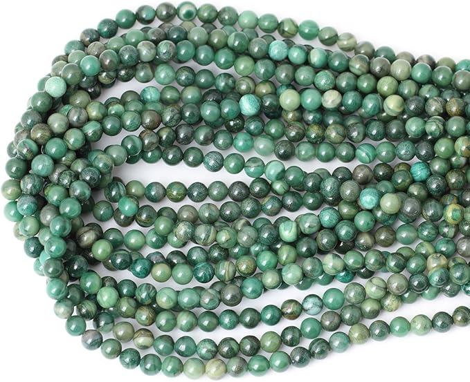 cheavian 60pcs 6mm natural verdite stone african jade gemstone round loose beads for jewelry making diy findings 1 strand 15"