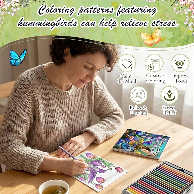 Liliful 144 Pcs Hummingbird Themed Coloring Book Bulk 5x7 Inch Mini Drawing Books with Floral & Hummingbird Patterns, Ideal for Party Favors, Goodie Bag Fillers & Creative Gifts
