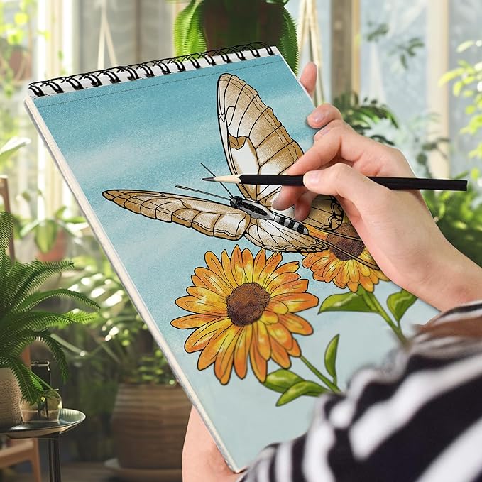 Netecom Butterfly Garden Adult Coloring Book for Adults, Spiral Bound Softcover, 30 Detailed Butterfly Garden Scenes for Stress Relief and Relaxation