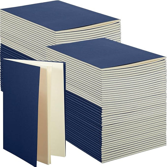 mimorou 100 pcs journals notebooks bulk - kraft softcover a5 small notebooks 5.5 inch x 8.3 inch notepads with 60 page 30 sheet for writing sketch travel office supplies(navy,unlined)