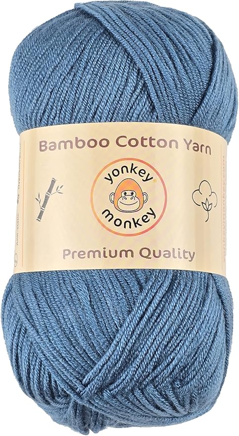 10-Pack of Yonkey Monkey 500 Grams Yarn - 70% Rayon derived from Bamboo, 30% Cotton - Imported - Cowboy Blue 9030