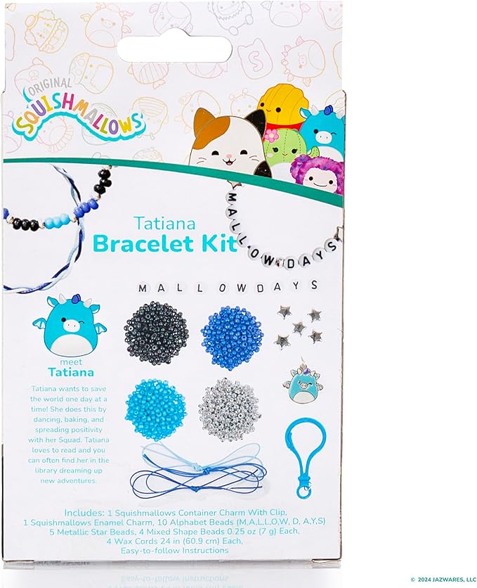Original Squishmallows Tatiana The Dragon Bracelet Kit, Bracelet Making Kit, Friendship Bracelet Kit, Charm Bracelet, Charm Bracelet Making Kit, 7 Year Old Girl Birthday Gifts, Squishmallows for Boys