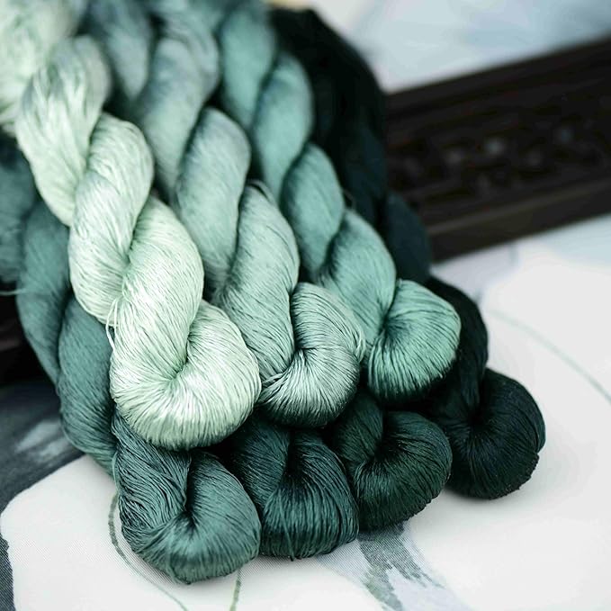 Natural 100% Silk Thread, Handmade Embroidery Thread Silk Floss 7 Colors 110m Each (47)