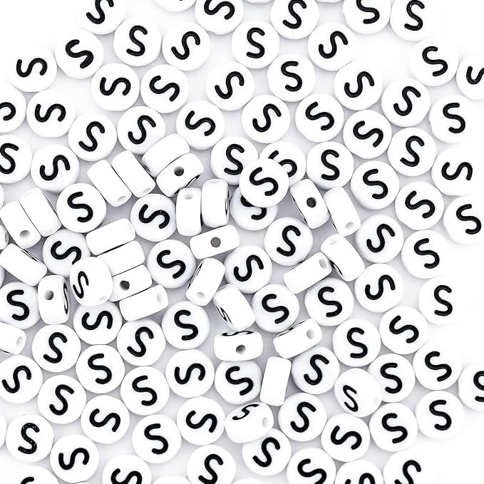 sunrica 300pcs round letter beads for friendship bracelets making 4x7mm individual white alphabet beads s