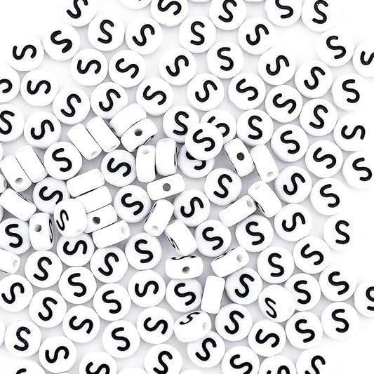 sunrica 300pcs round letter beads for friendship bracelets making 4x7mm individual white alphabet beads s