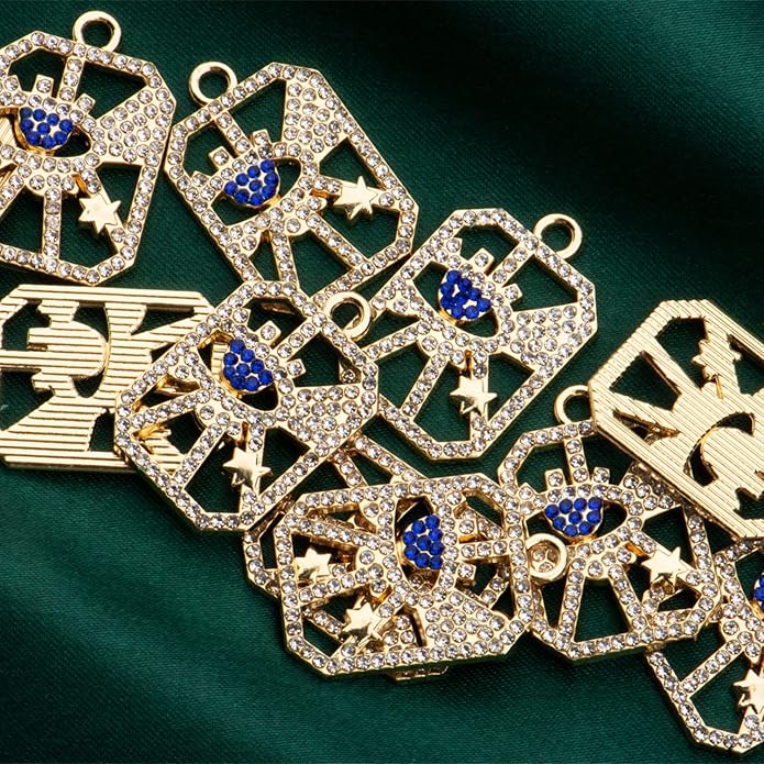 Pack of 20 Rhinestone Charms Gold Plated Pendants Pave Crystal Accessories for Necklace Bracelet Jewelry Making DIY Crafting