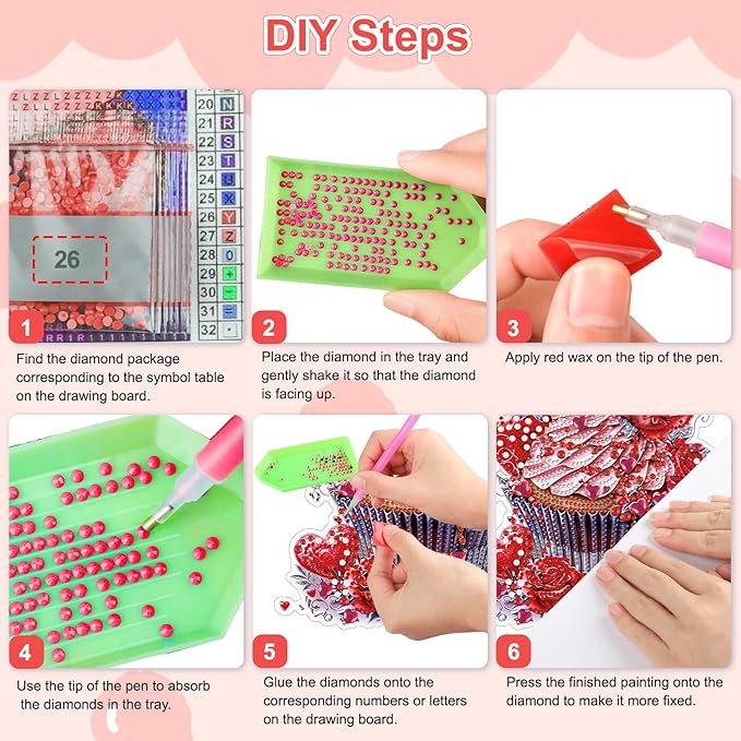 TOSTOG Strawberry Cupcakes Diamond Art Pendant Kits for Adult, Diamond Painting Hanging Kit for Beginners, 5D DIY Crafts Gem Art, Waterproof Full Accessories for Home Decor Idea 20 * 20 cm/8 * 8 in