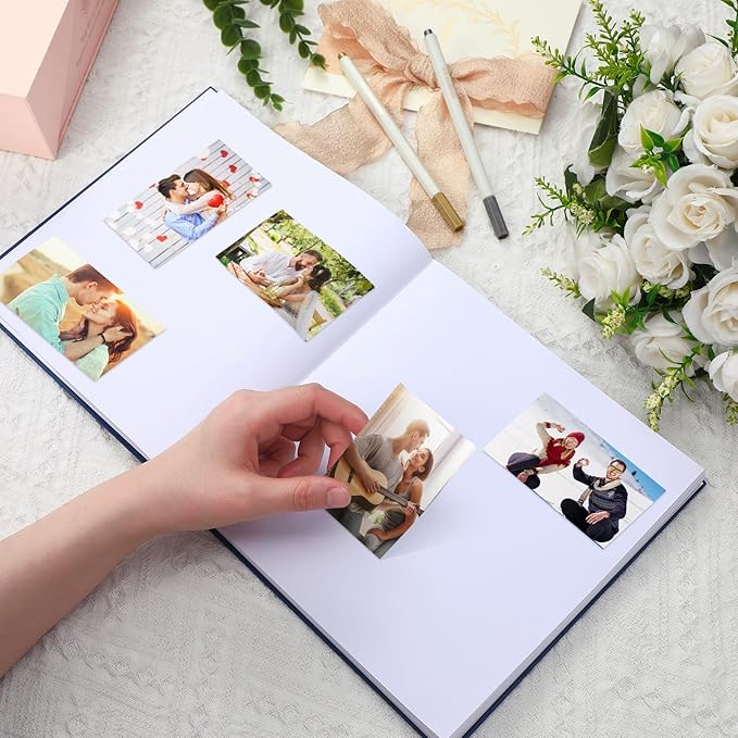 Colarr Hardcover Couples Scrapbook 144 Pages 8.7 x 8.7" Valentine Couples Photo Album Scrapbook Journal for 1 Year Wedding Memory Anniversary Photo Book Gift with 2 Markers