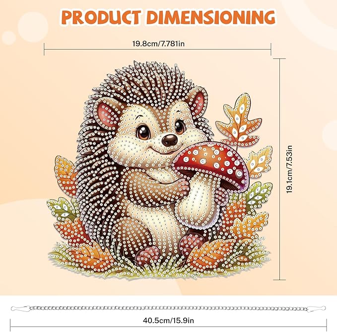 Bowetile Fall Diamond Art Hanging Kits for Adults, Hedgehog Diamond Art Suncatchers, 5D Special Shape Autumn Diamond Painting Pendant Window Ornament Gifts for Home Door Wall Decor