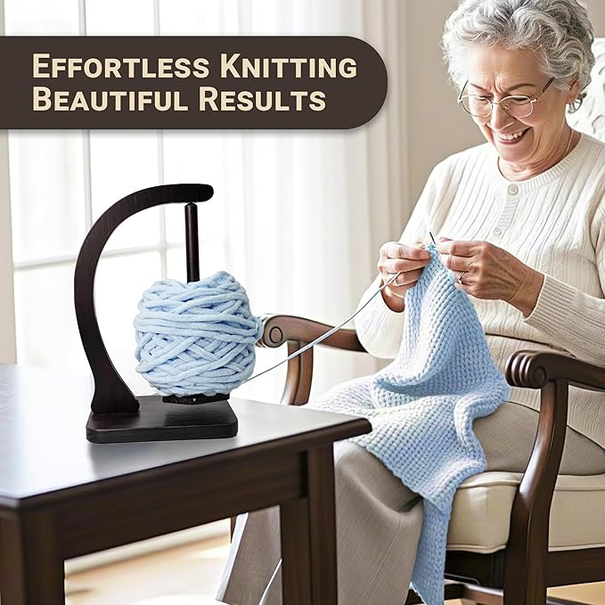 Yuoyar Wooden Yarn Holder for Crocheting - Knitting Accessories with Magnetic Rotating - Crochet Gifts for Crocheters