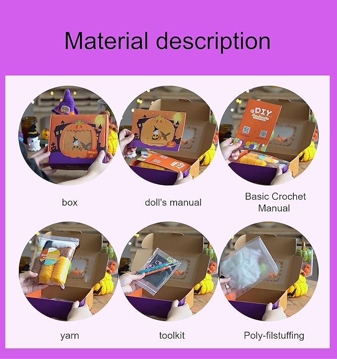 Beginners Easy to Start Crochet Kits for Beginners Halloween Pumpkin Animals Candy Bag Case Crochet Set DIY Gift for Starters Adult Kids Instruction and Video Tutorials