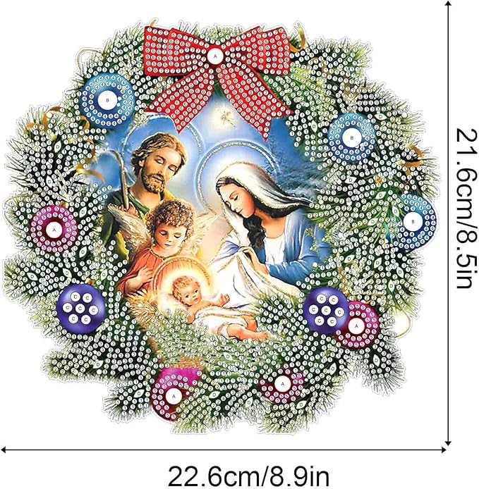 8.5x8.9inch Diamond Painting Kits Hanging Pendant DIY Family Wreath Ornaments Shaped Diamond