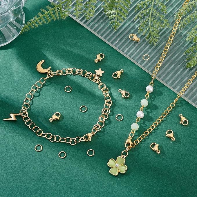 PH PandaHall 60pcs Lobster Claw Clasps with 120 pcs 6mm 20 Gauge 304 Stainless Steel Jump Rings for Earring Bracelet Necklace Pendants Jewelry DIY Craft Making, Golden