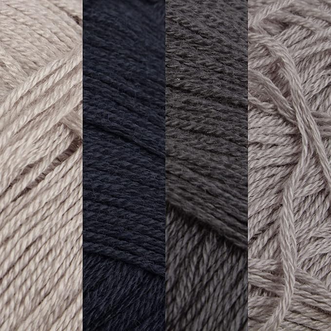 JubileeYarn Baby Soft Bamboo Cotton Yarn - 50g/Skein - Shades of Grey - 4 Skeins
