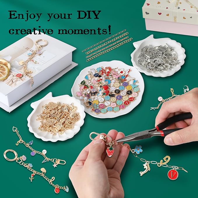 SUTROMA Lip Gloss Charm Keychain Kit - 776pcs Bag Charm Kit with 228 Charms 20 Keychain Clips 60 Extender Chains & Jewelry Plier - DIY Jewelry Making Supplies for Keychains and Purse Charms