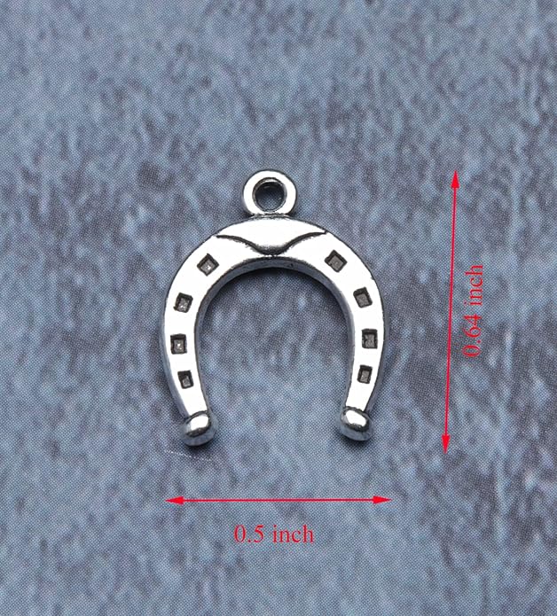 50 Pcs Horseshoe charms Metal Vintage Pendants for Jewelry Making Finding Kits Necklace Bracelet Crafting Keychain Key Rings DIY Gift Idea Accessories Supplies