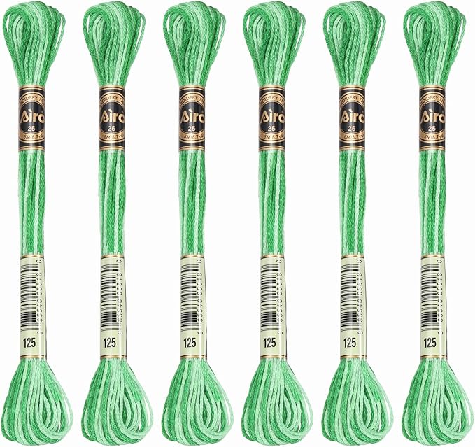 PATIKIL 6 Skeins Embroidery Floss, Polyester Embroidery Threads Bracelets String for Cross-Stitch Hand Embroidery, Light Green