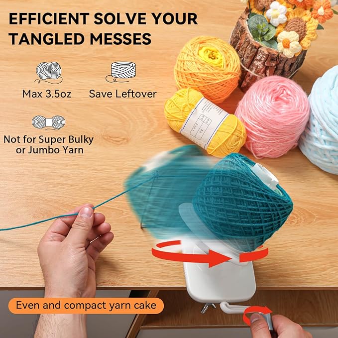 SPEENSUN Yarn Winder, Yarn Spinner, 3.5 OZ Easy-to-Install and Efficiently Yarn Ball Winder with Lower Noise, Yarn Winder Manual for Crochet and Knitting Enthusiast for Yarns Below Size 5