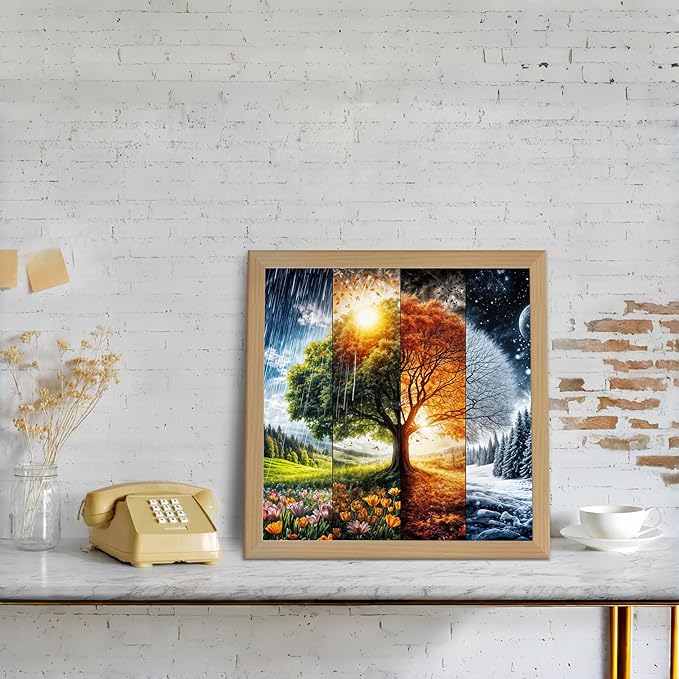 Diamond Art Kits for Adults Four Seasons Tree, DIY 5D Diamond Painting Kit for Beginners, Full Round Drill Gem Art Dots for Adults, Diamond Dots Paintings Crafts Home Wall Decor 14X14 Inch