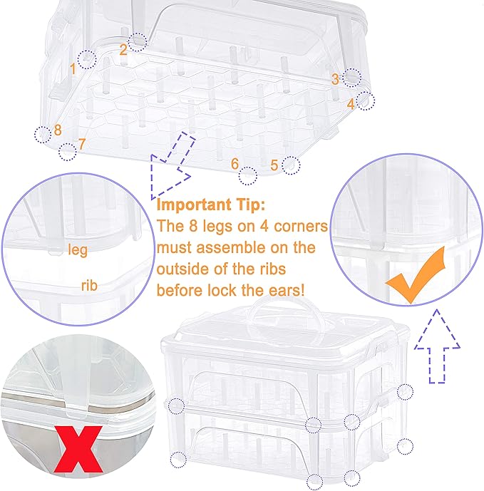 New brothread 2 Layers Stackable Clear Storage Box/Organizer for Holding 40 Spools Home Embroidery & Sewing Thread (Spool Size Requirement: Height≤2.2"/5.6CM; Width≤1.69"/4.3CM)