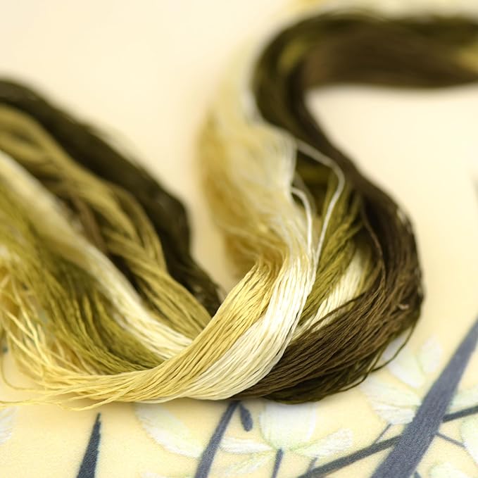 Natural 100% Silk Thread, Handmade Embroidery Thread Silk Floss 7 Colors 110m Each (18)