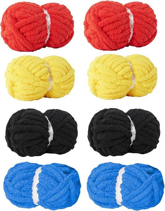 Assorted Chunky Yarn for Hand Knitting,Soft Jumbo Bulky Fluffy Chenille Yarn for Crocheting,Blanket Scarf DIY,8 Pack(28yds, 8 Ounces Each)