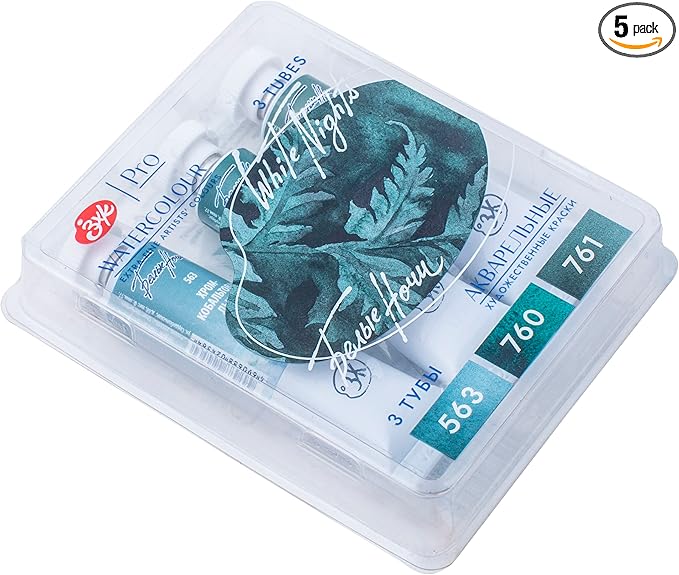 WHITE NIGHTS Extra Fine Artists Grade Watercolors Forest Set 3 * 10ml Tubes Granulating Colors by Nevskaya Palitra
