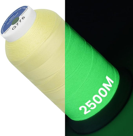 New brothread Single Huge Spool Luminary Glow in The Dark Embroidery Machine Thread Kit 30WT 2500M(2735Y) Each Spool for Embroidery, Quilting, Sewing-G775